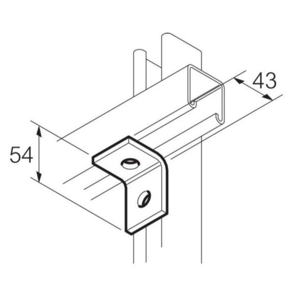 Legrand | SB501 | Swiftrack Hot Dip Galvanised Steel 2 Hole 90° Bracket 54mm x 43mm