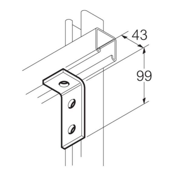 Legrand | SB502 | Swiftrack Hot Dip Galvanised Steel 3 Hole 90° Bracket 99mm x 43mm