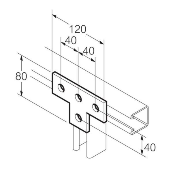 Legrand | SB603 | Swiftrack Hot Dip Galvanised Steel 4 Hole T Plate 80mm x 120mm