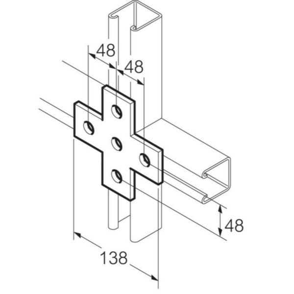 Legrand | SB603PLUS | Swiftrack Hot Dip Galvanised Steel Cross Plate