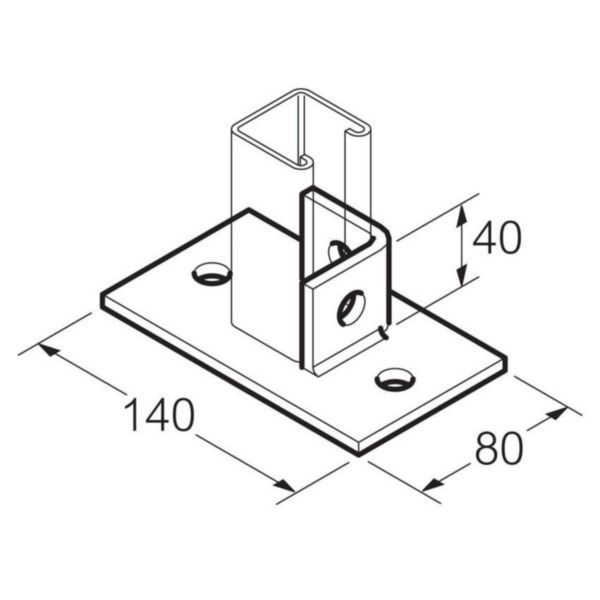 Legrand | SB704 | Swiftrack Hot Dip Galvanised Steel Single Channel Base Plate