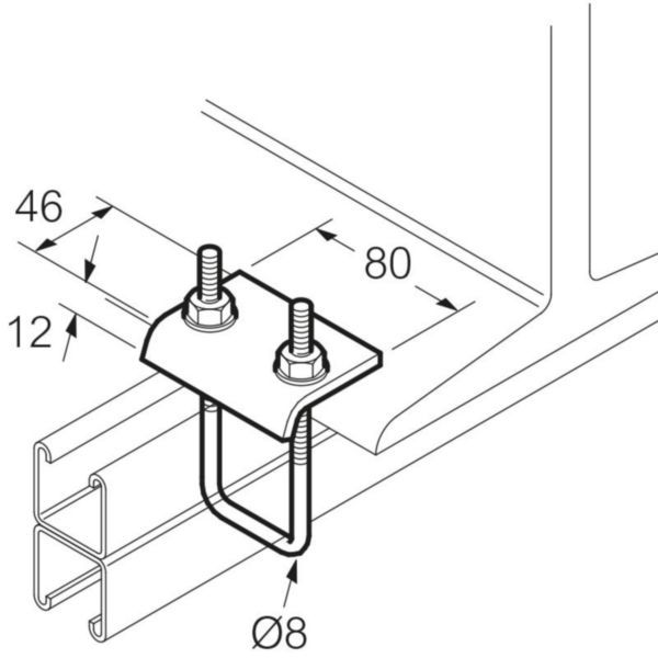 Legrand | SC855 | Swiftrack Hot Dip Galvanised Steel Back-To-Back Channel U Bolt Beam Clamp