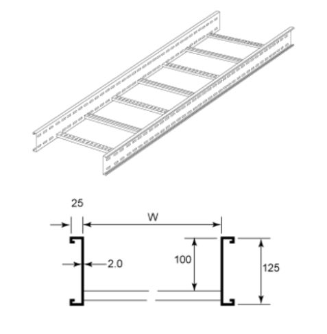 UNISTRUT U12L6300PG- 125 mm High Heavy Duty Ladder